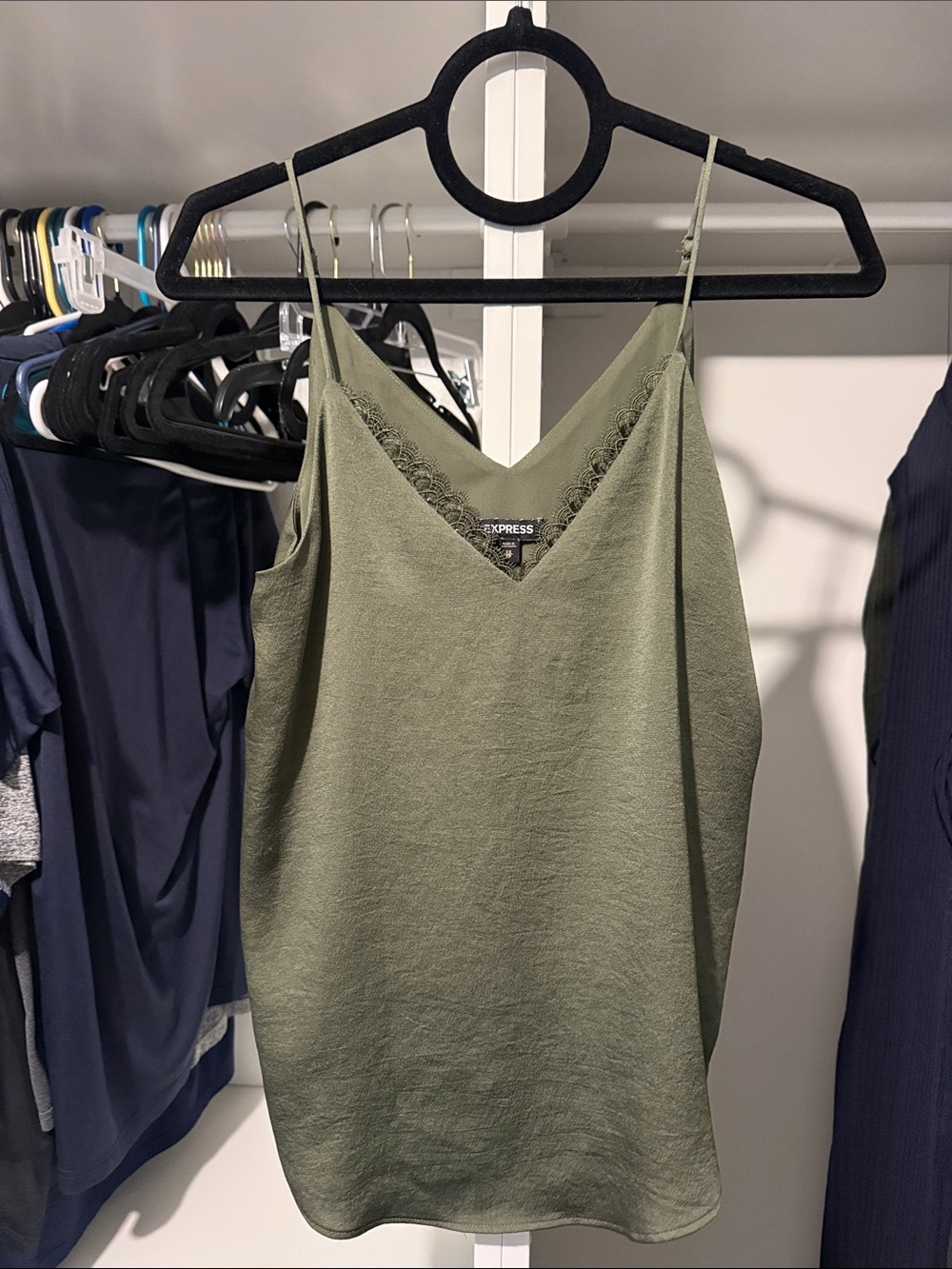 Express Olive Lace V-Neck Camisole